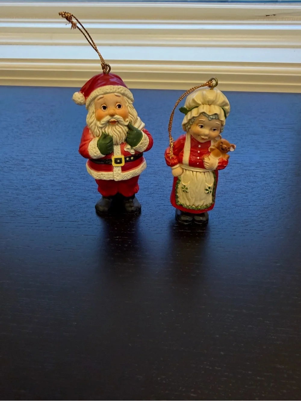 Vintage Holiday Memories Collector Santa & Mrs. Claus Holiday Ornaments